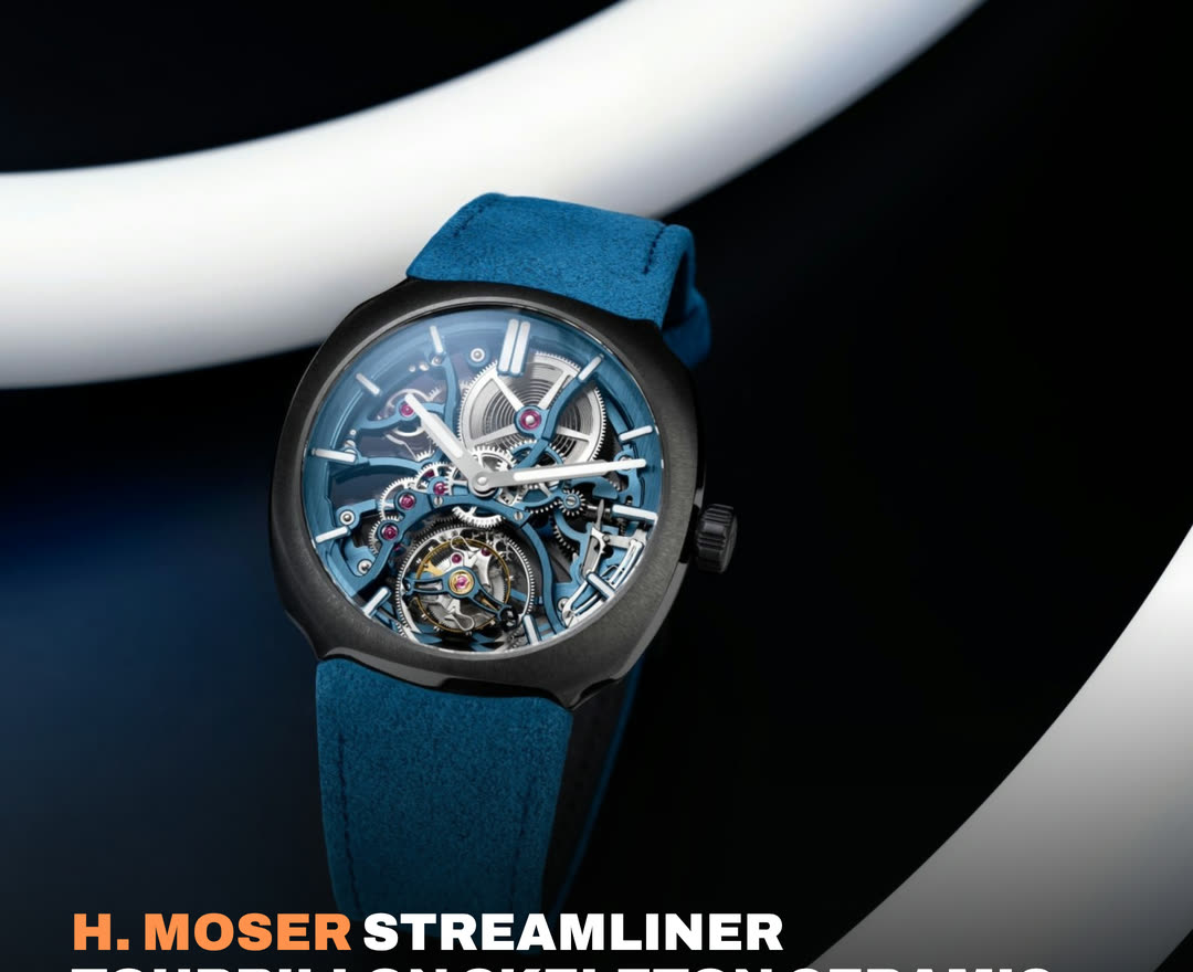 H. Moser Streamliner Tourbillon Skeleton Ceramic Alpine with blue accents