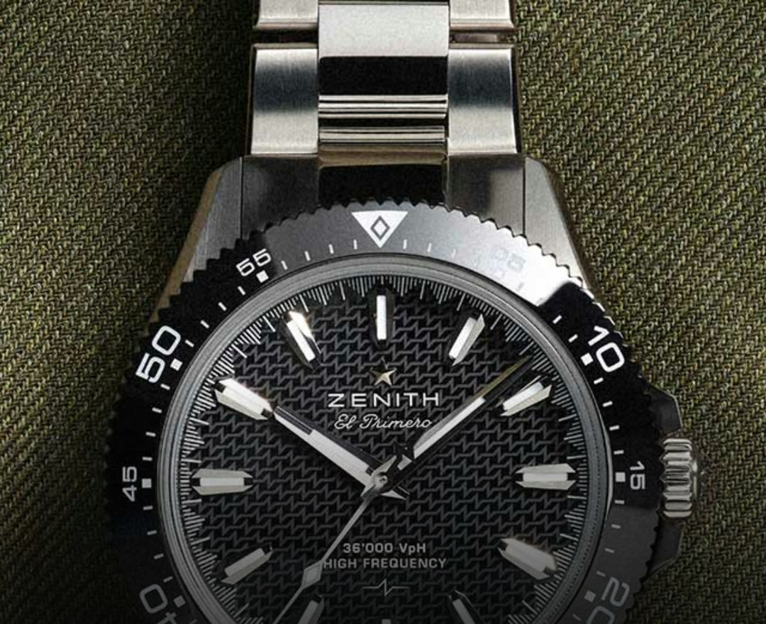 Zenith Chronomaster Solo Sport with textured black dial on bracelet
