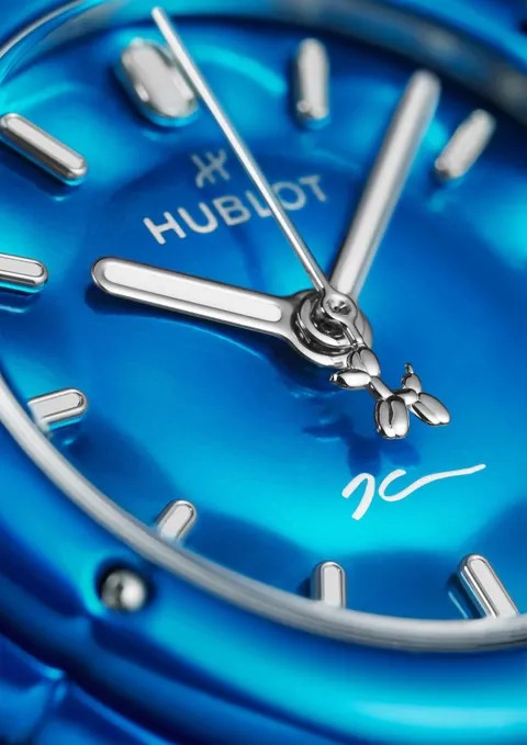 The blue dial up close