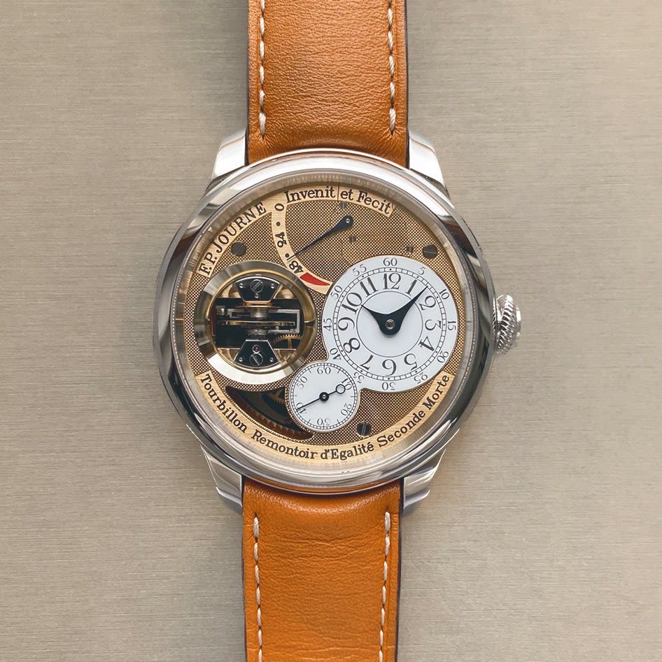 F.P. Journe Tourbillon Souverain with gold guilloché dial and remontoir d'égalité