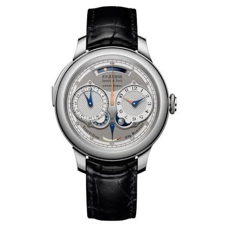 F.P. Journe platinum watch with grey dial, twin subdials and moon phase