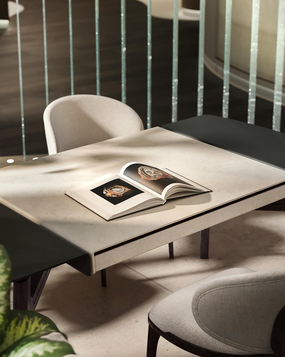Richard Mille Madrid boutique: A consultation table in one of the upper-floor lounges