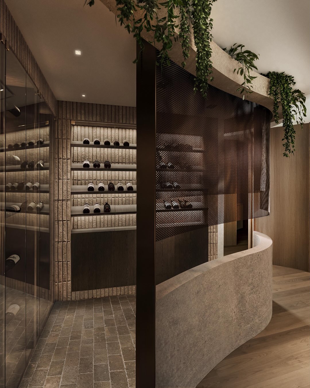 Richard Mille Madrid boutique: The wine cellar on the lower floor